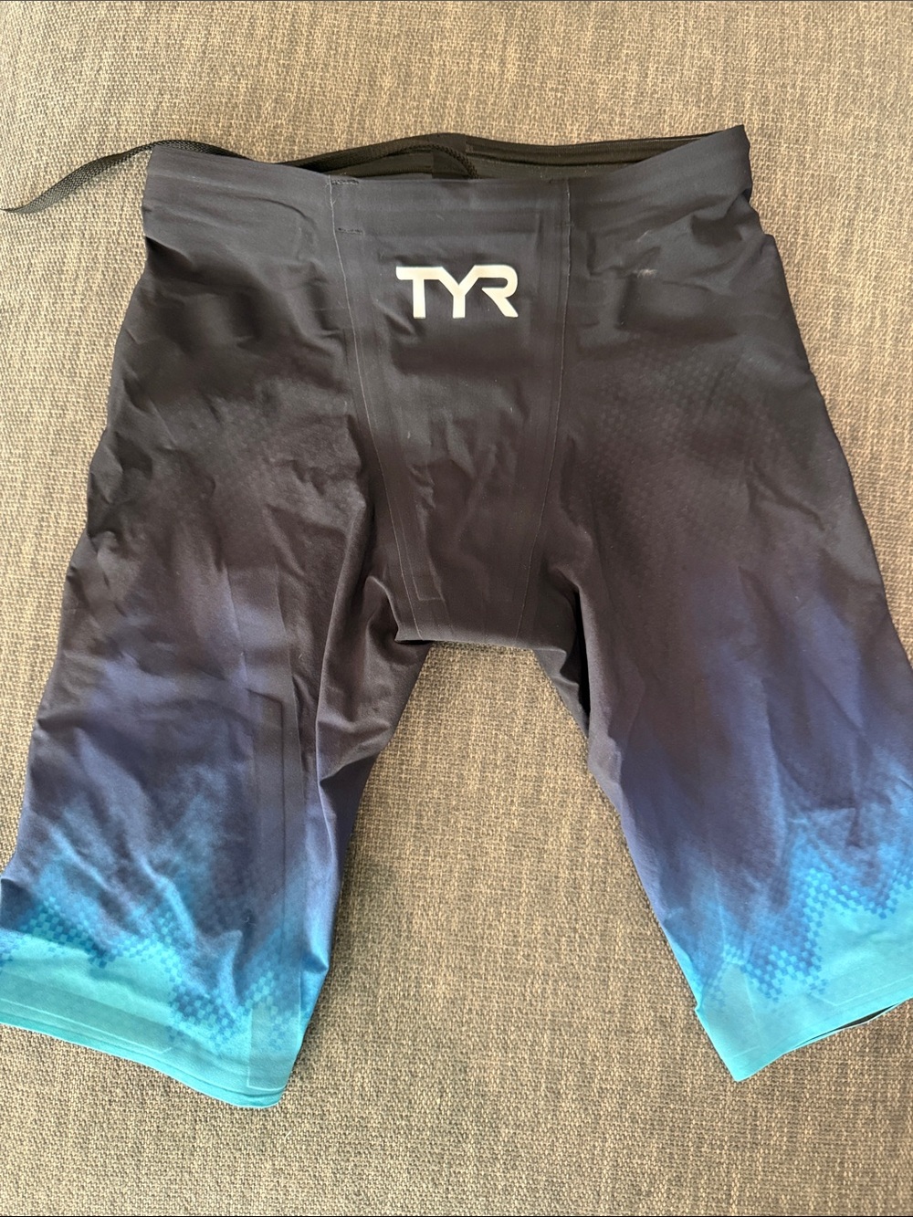 TYR Men's High Waist Venzo Tech Suit - 24 - Black to Teal Gradient
